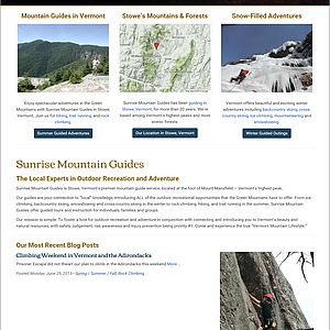 Responsive Web design website for Vermont's Sunrise Mountain Guides
