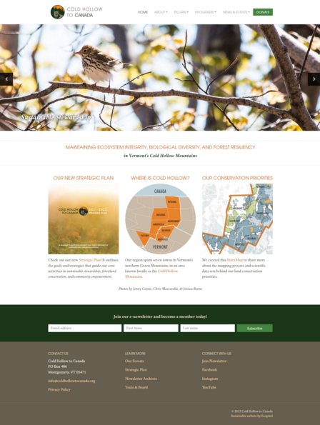 Cold Hollow to Canada land and wildlife conservation organization website