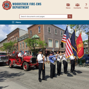 screenshot of homepage of Town of Woodstock Fire and EMS site