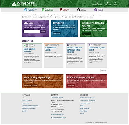 Screenshot of Addison County Solid Waste Management District website