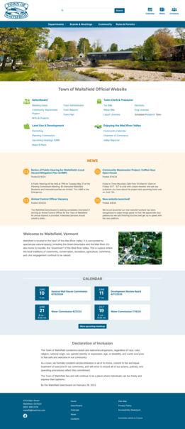 website development for the Town of Waitsfield