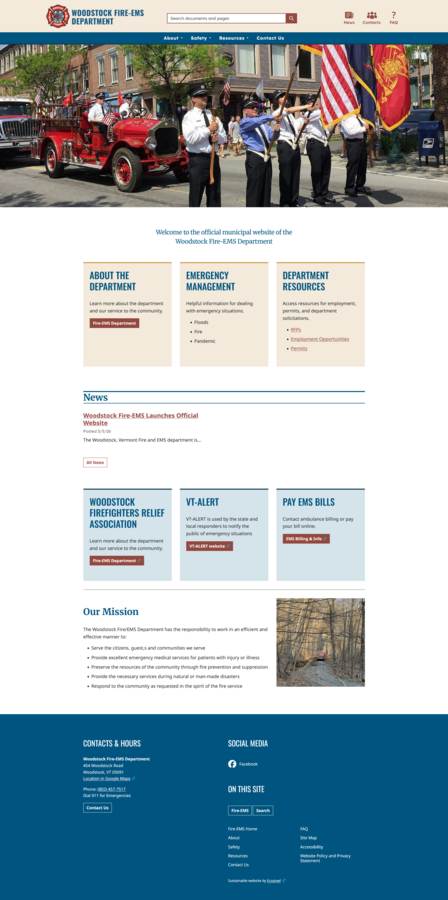 Screenshot of Woodstock’s Fire-EMS website home page