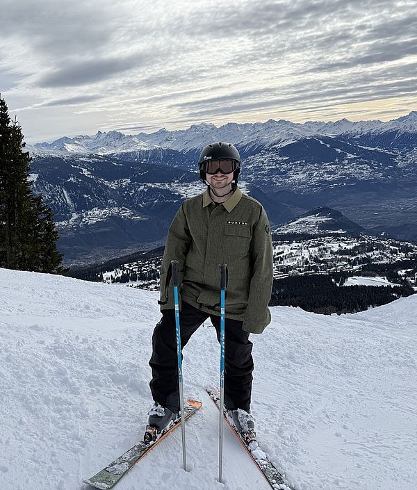 Josh skiing