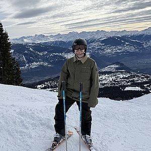 Josh skiing
