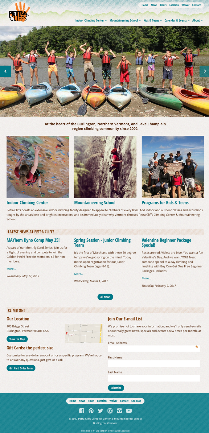 Screenshot of Petra Cliffs website