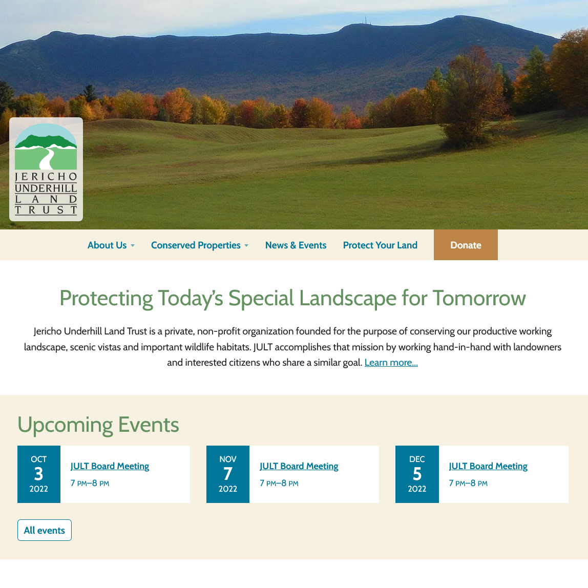 Launched Redesigned website for Jericho Underhill Land Trust Ecopixel