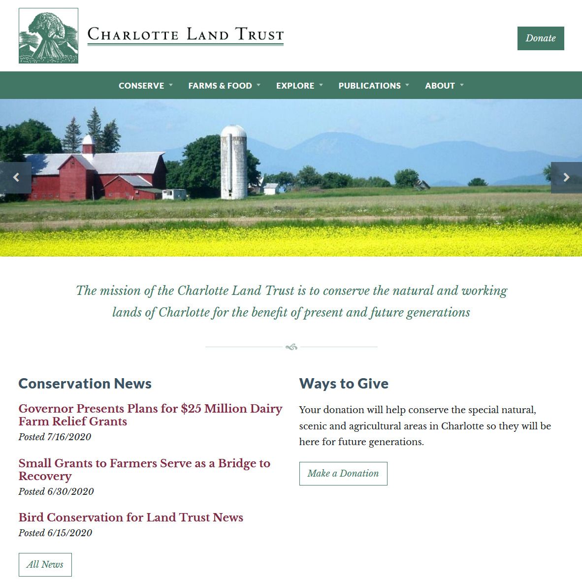 Launched site redesign for the Charlotte Land Trust Ecopixel