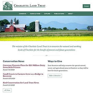 Screenshot of redesigned Charlotte Land Trust website
