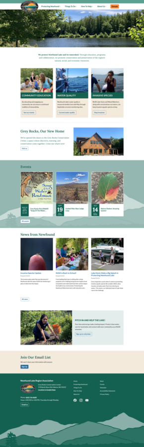 screenshot of Newfound Lake Association Home Page