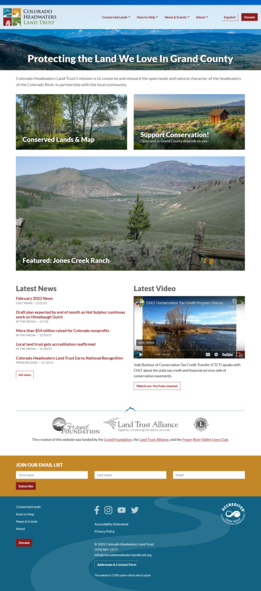Screenshot of Colorado Headwaters Land Trust website